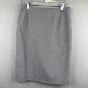 T Tahari Wmn Black White Houndstooth Pencil Skirt 6 Career Dark Academia Stretch